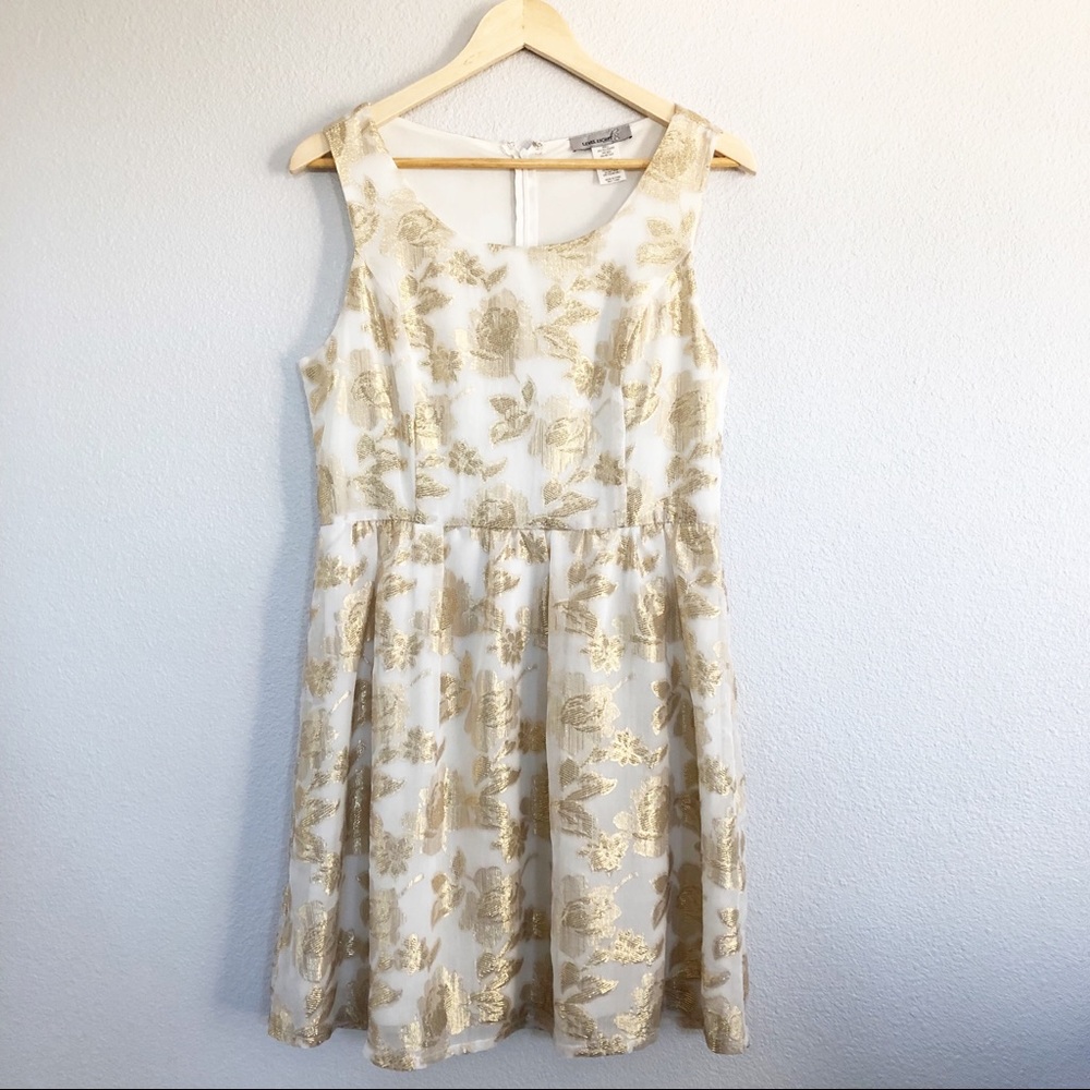 Level Eight Gold Floral Dress Sz Medium